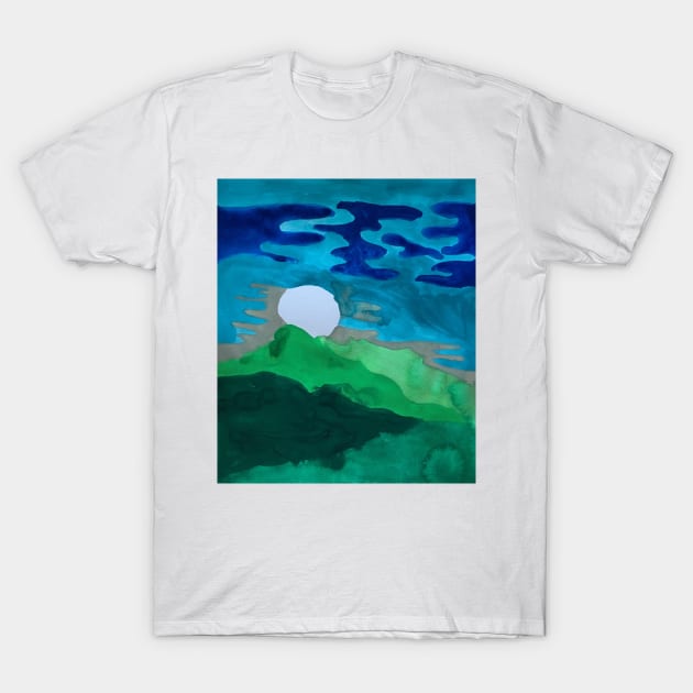 Blue-Green Gouache landscape study T-Shirt by Thedisc0panda